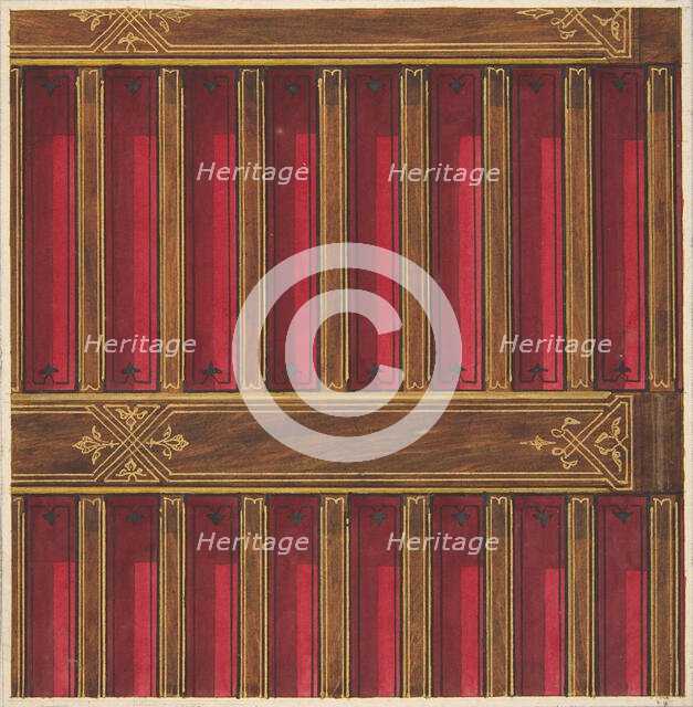 Design for the decoration of a beamed ceiling, 1840-97. Creators: Jules-Edmond-Charles Lachaise, Eugène-Pierre Gourdet.