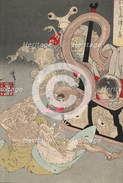 Pandora's box, 1880s. Artist: Yoshitoshi, Tsukioka (1839-1892)