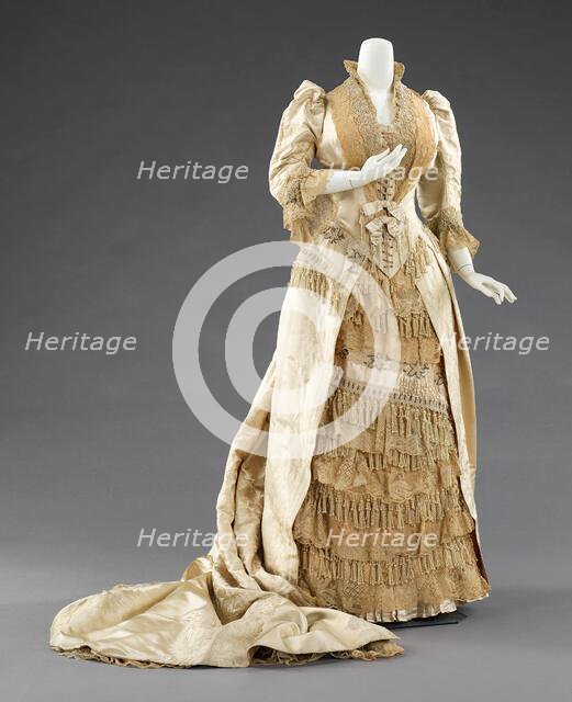 Court presentation dress, French, ca. 1885. Creators: House of Worth, Charles Frederick Worth.