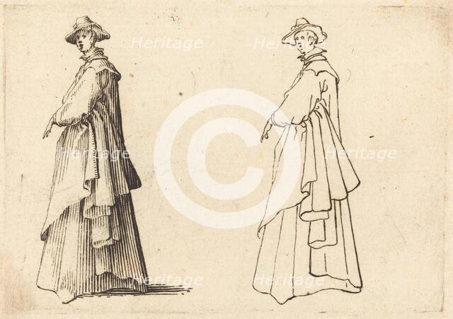Lady in a Large Coat, c. 1617. Creator: Jacques Callot.