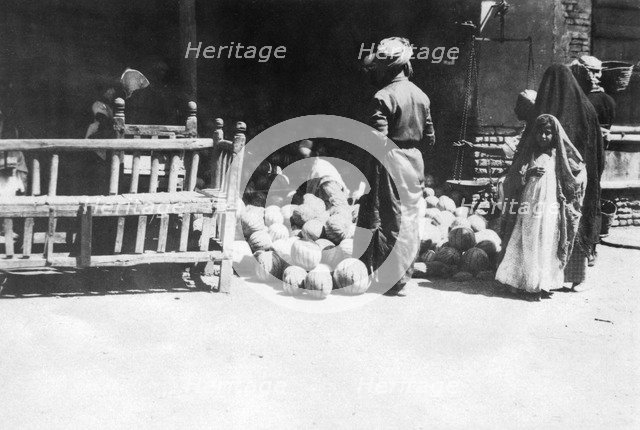 Fruit stall, Baghdad, Mesopotamia, WWI, 1918. Artist: Unknown