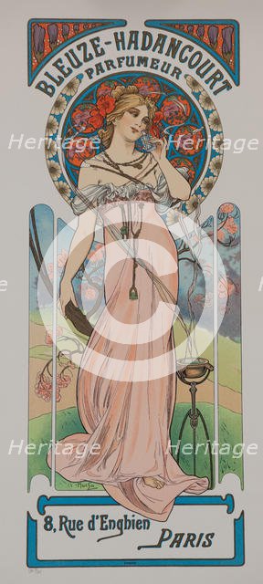Bleuze - Hadancourt Parfumeur, ca 1899. Creator: Mucha, Alfons Marie (1860-1939).