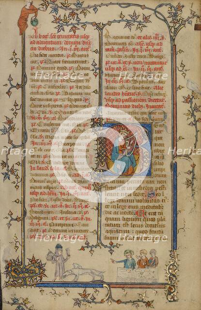 Initial B: David Playing the Harp; Breviary, about 1320-1325. Creator: Unknown.