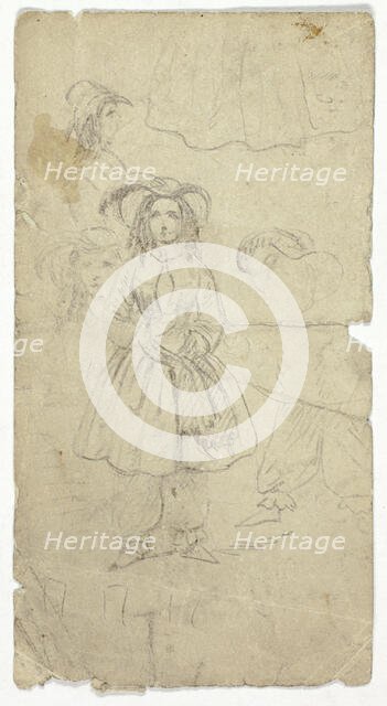 Sketches of Young Girl (recto); Sketches of Banjo Player (verso), n.d. (recto); 1800/1899 (verso). Creator: Unknown.