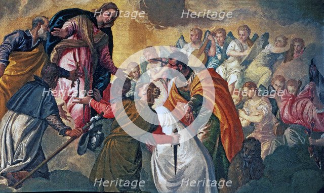 Battle of Lepanto', detail of the top of the canvas by Paolo Veronese.