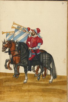 Three Trumpeters on Horseback, about 1560-1570. Creator: Unknown.