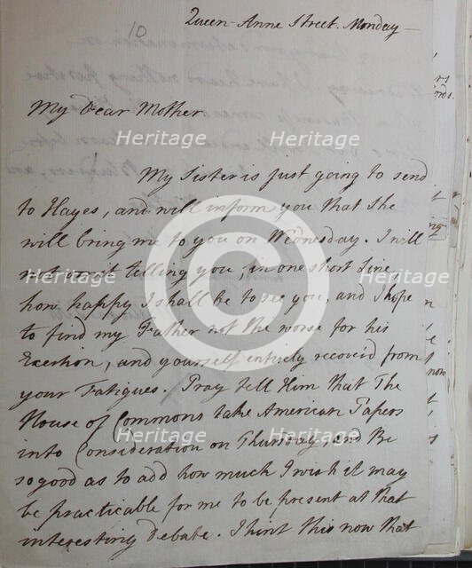 Letter from William Pitt,  between 1766 and 1770. Creator: William Pitt the Younger.