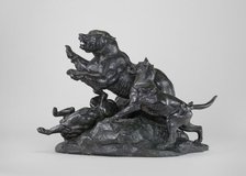 Bear Fleeing from Dogs, model n.d., cast after 1870 by 1873. Creator: Antoine-Louis Barye.