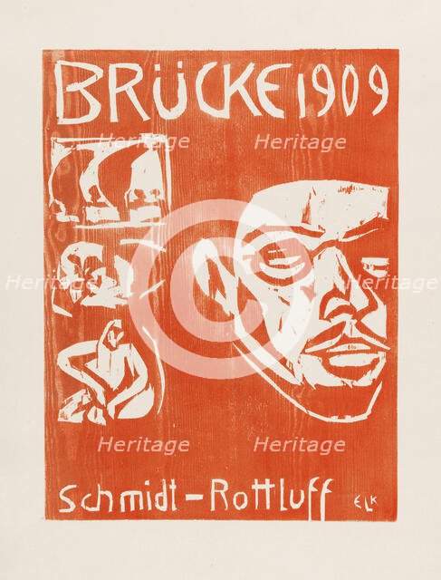 Portrait of Karl Schmidt-Rottluff. Cover of the IV. Annual Portfolio of the Artist Group Brücke,1909 Creator: Kirchner, Ernst Ludwig (1880-1938).