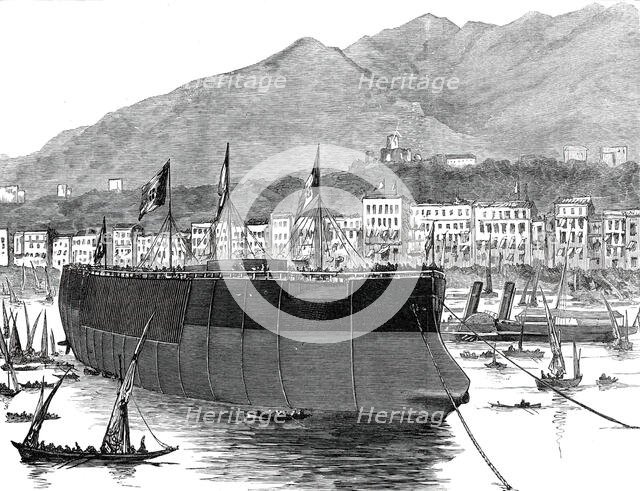 The Duilio, Italian Ironclad, recently launched at Castellamare, Bay of Naples, 1876. Creator: Unknown.