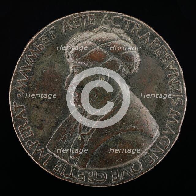 Mehmed II, 1430-1481, Sultan of the Turks 1451 [obverse], c. 1480. Creator: Bertoldo di Giovanni.