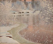 Winter landscape, 1925. Creator: Fjaestad, Gustaf (1868-1948).