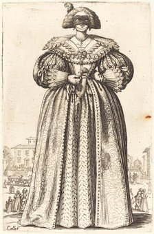 Masked Noble Woman, c. 1620/1623. Creator: Jacques Callot.