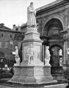 Statue of Leonardo da Vinci, Milan, Italy, late 19th century.Artist: John L Stoddard