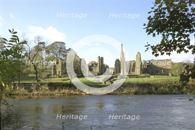 Finchale Priory, Durham, from the River Wear, 1999. Artist: J Bailey