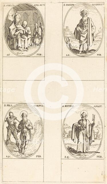 St. Felix; St. Joseph of Arimathea; St. Polycarpe; St. Matthias, Apostle. Creator: Jacques Callot.