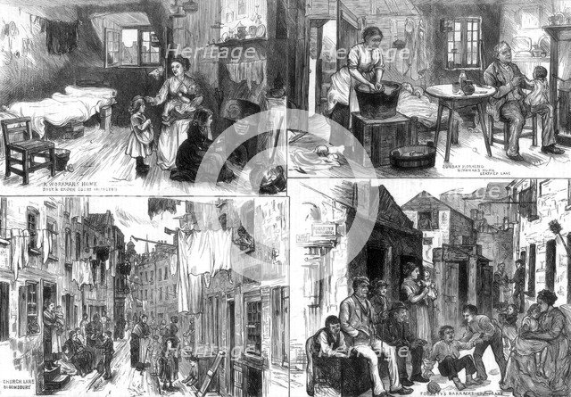 The dwellings of the poor in London, 1875. Artist: Unknown