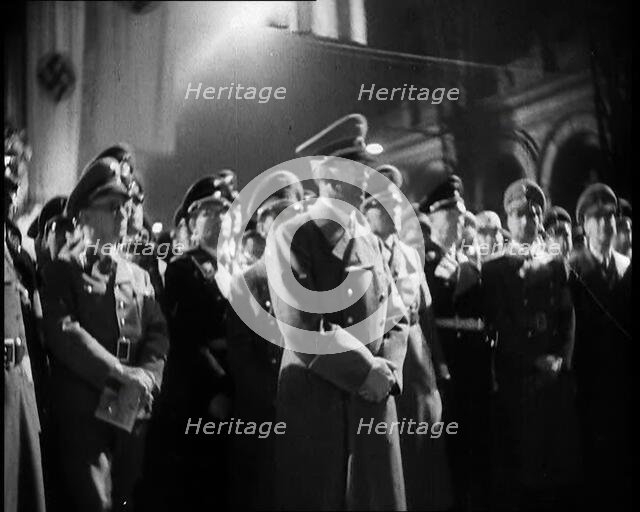Adolf Hitler, the German Leader, Standing in Lehrter Train Station With German...,1937 Creator: British Pathe Ltd.