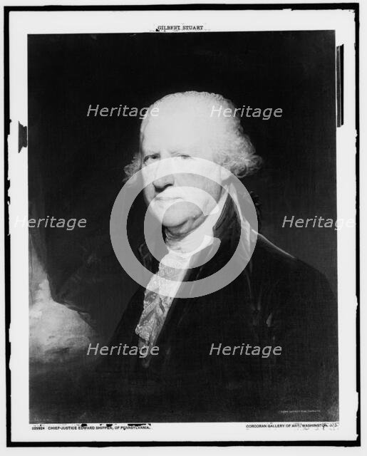 Chief Justice Edward Shippen of Pennsylvania, head and shoulders portrait, c.between 1900 and 1912. Creator: Gilbert Stuart.