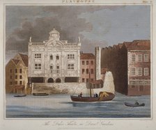 The Duke's Theatre, Dorset Gardens, from the River Thames, City of London, 1825.      Artist: R Page