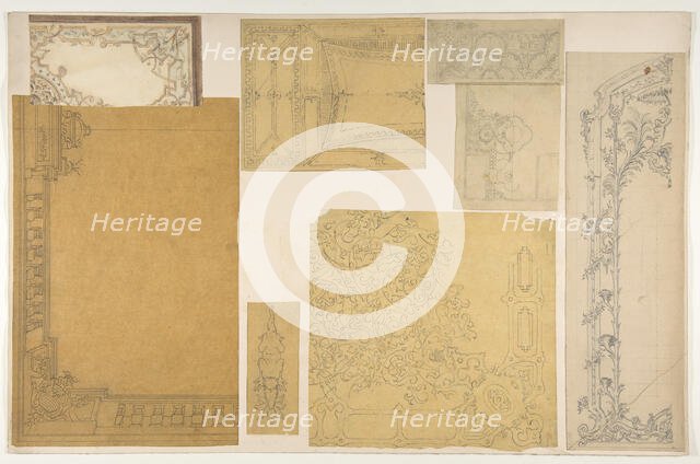 Eight designs of the ornamentation of ceilings and walls, probably for the Duc de..., 2nd half 19th  Creators: Jules-Edmond-Charles Lachaise, Eugène-Pierre Gourdet.