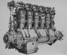 Basse & Selve BuS IV aircraft engine (German) from World War 1, exhaust side, 1918.  Creator: Air Ministry.