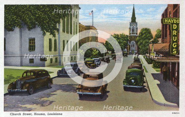 Church Street, Houma, Louisiana, USA, 1940. Artist: Unknown