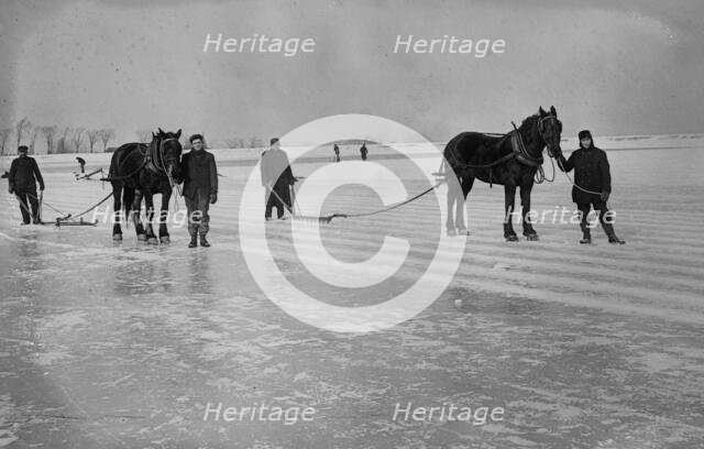 Sawing ice, between c1910 and c1915. Creator: Bain News Service.