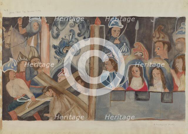 Station of the Cross No. 7: "Jesus Falls the Second Time", c. 1936. Creator: Beulah Bradleigh.