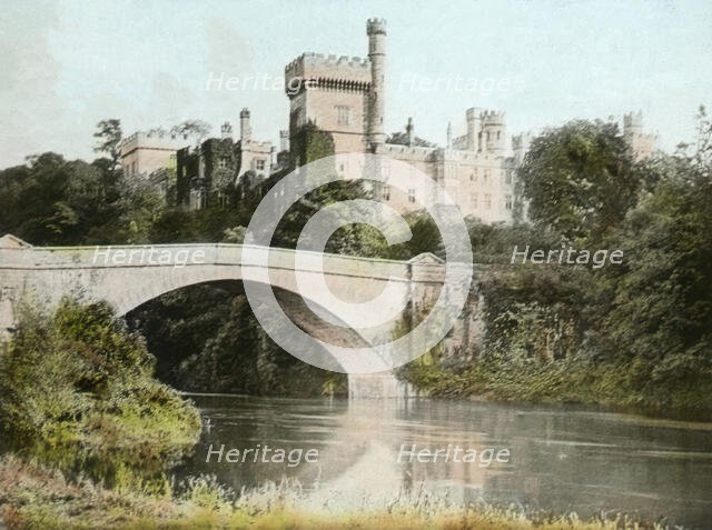 Castle and bridge in colour, possibly around Dorset, England, 1900. Creator: Robert Augustus Henry L'Estrange.