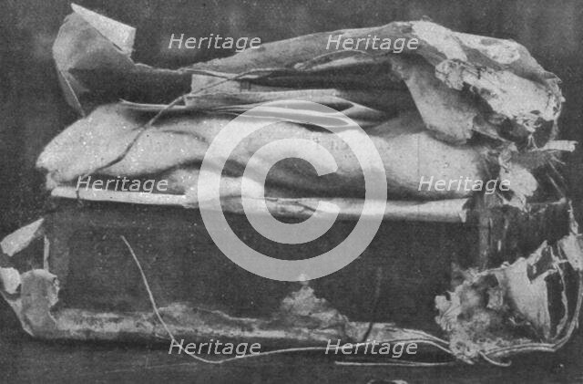 'Dans le jardin d'une legation allemande. Explosifs et cultures de microbes; la caissette..., 1916. Creator: Unknown.