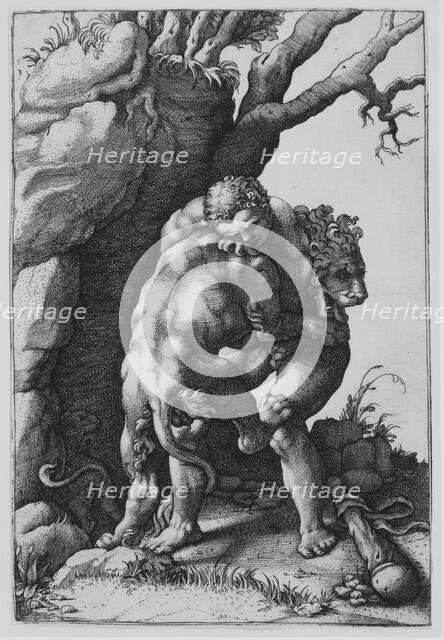 Hercules and the Nemean Lion. Creator: Adamo Scultori.