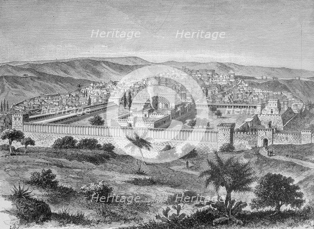 Temple of Solomon in Jerusalem in the time of Jesus, engraving based on the book on the Temple of…