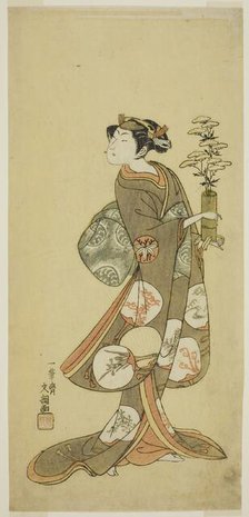 The Actor Yamashita Kyonosuke I in a Female Role, c. 1769. Creator: Ippitsusai Buncho.
