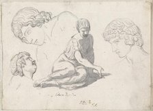 Dice-Thrower and Other Studies after Ancient Sculptures, 1775/80. Creator: Jacques-Louis David.
