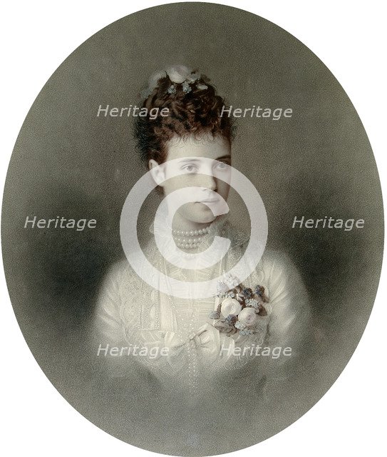 Portrait of Empress Maria Fyodorovna of Russia, 1890s. Artist: Charles Bergamasco