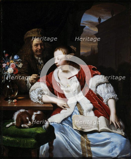 The interrupted song: portrait of the artist and his wife, 1671. Creator: Mieris, Frans van, the Elder (1635-1681).