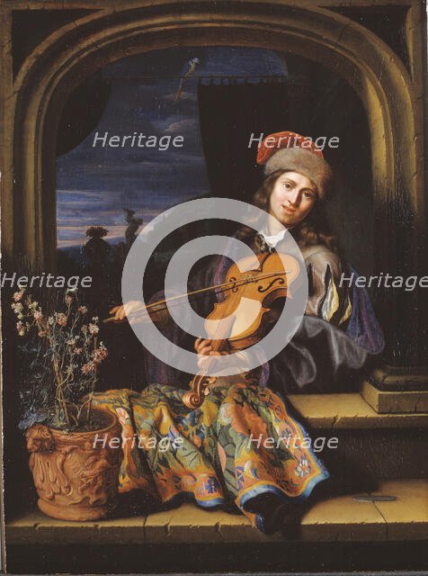 A Violin Player, 1654-1684. Creators: Gaspar Netscher, Pieter Cornelisz. van Slingeland.