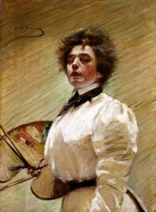 Self-Portrait with Palette, ca. 1906. Creator: Alice Pike Barney.