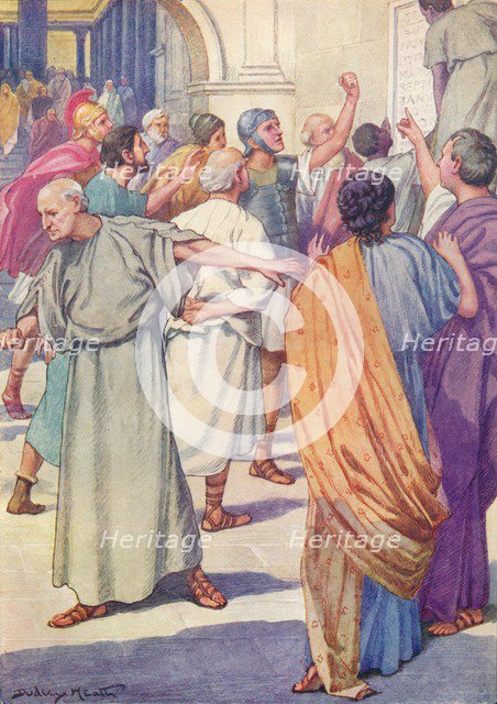 'Lists of those who were doomed were hung up in the Forum', c1912 (1912). Artist: Ernest Dudley Heath.