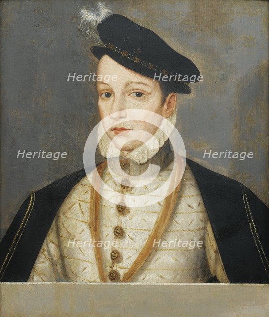 Portrait of King Charles IX of France (1550-1574), End of 16th century. Artist: Clouet, François, (School)  