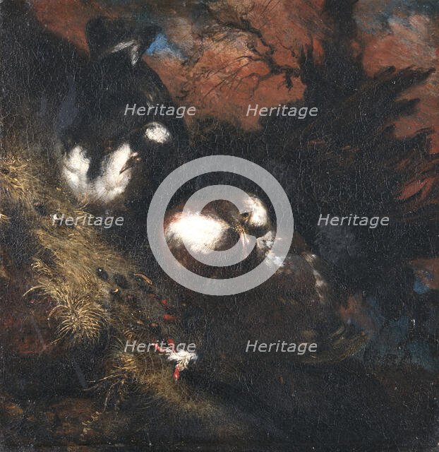 Two Doves on a Roof, 18th century. Creator: Unknown.