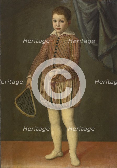 Portrait of a boy holding a tennis racket and ball, Between 1558 and 1563. Artist: Anguissola, Sofonisba, Circle of  