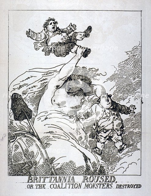 'Brittannia roused or the Coalition Monsters Destroyed', 1784. Artist: Thomas Rowlandson
