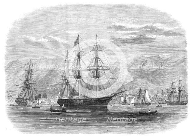 Queen Emma of the Sandwich Islands leaving H.M.S. Alert in Honolulu Harbour, 1868. Creator: Unknown.