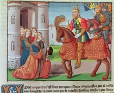 Charlemagne visiting Rome, miniature in the incunable 'Ogier le Danois', printed by A. Verard, Pa…