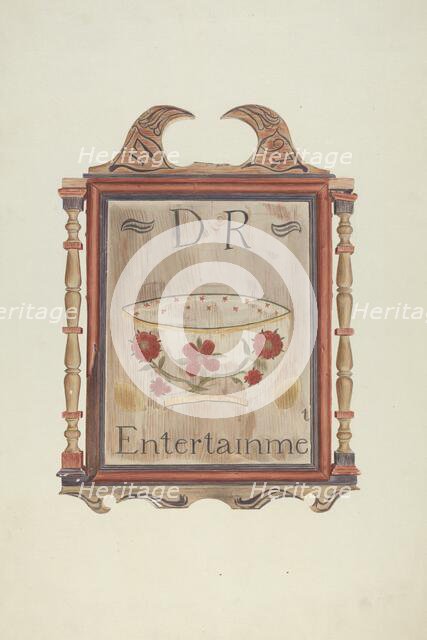 David Reed's Tavern Sign (recto), 1938. Creator: Frances Cohen.