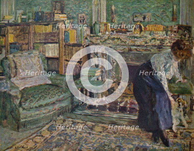 'Marguerite Chapin in Her Apartment with Her Dog', 1910. Artist: Edouard Vuillard.