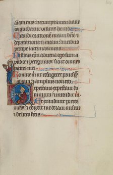 Initial E: Christ Holding a Crown and David; Bute Psalter, text and illumination about 1285. Creator: Bute Master.