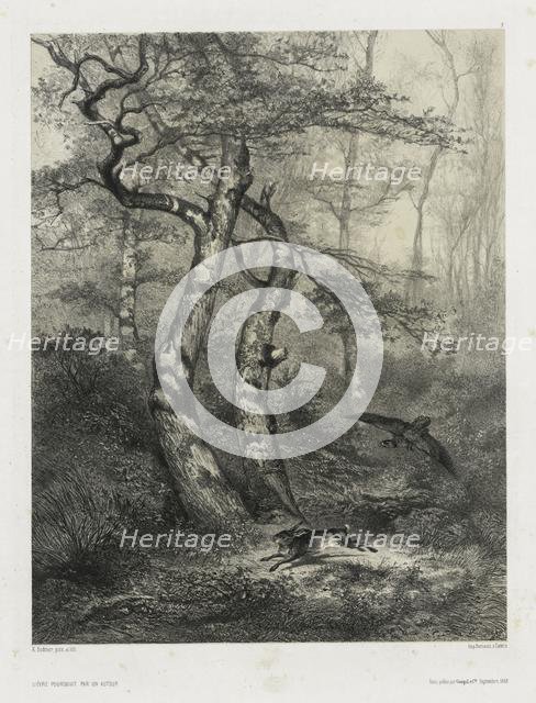 Hare Pursued by a Goshawk, 1858. Creator: Karl Bodmer (Swiss, 1809-1893); Goupil & Co., Paris.